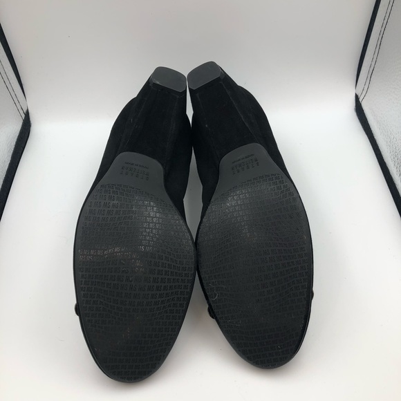 Stuart Weitzman Black Suede Silver Bow Derail Wedges Sz 9 - Picture 5 of 11